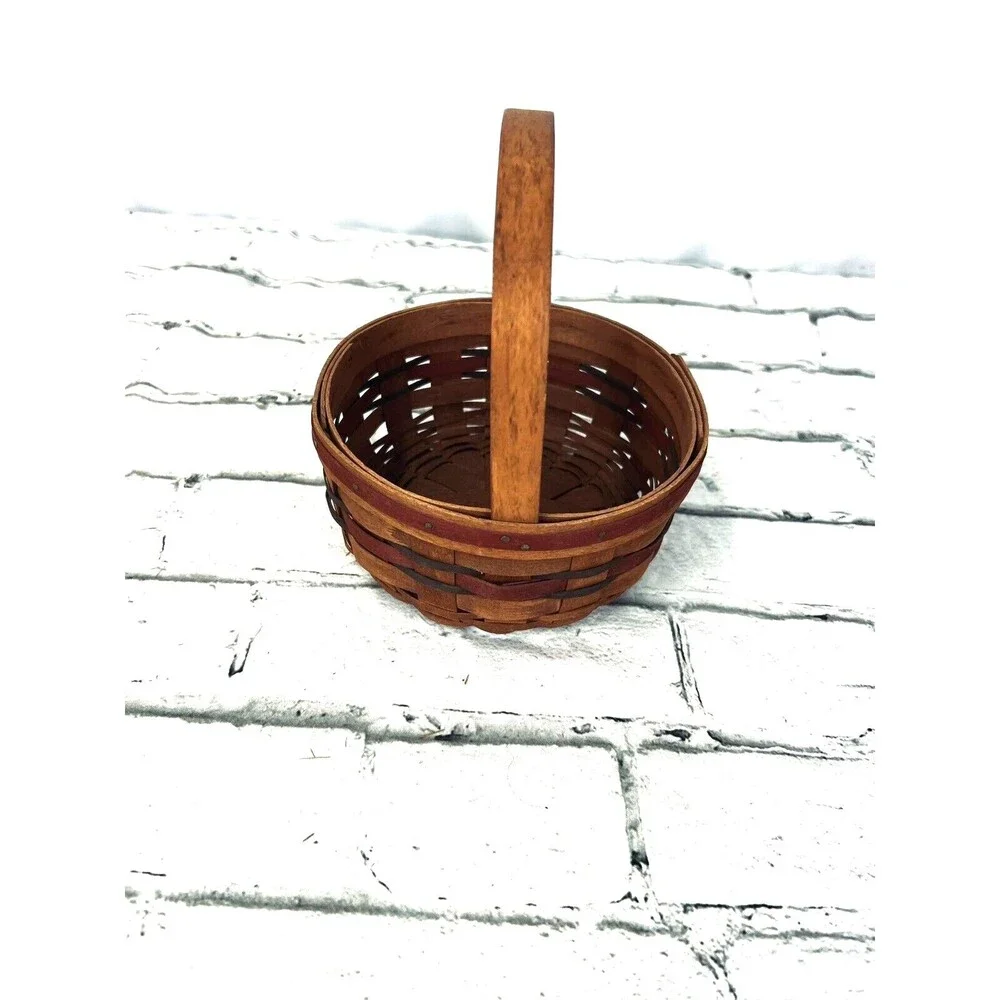 1989 Longaberger All American Stitching Basket w/Stationary Handle 7RD x 3H